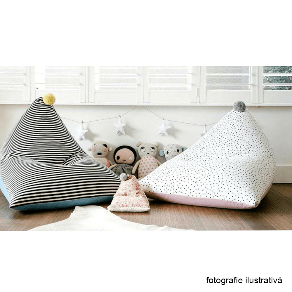 Fotoliu sac POMPOM, alb / roz / gri