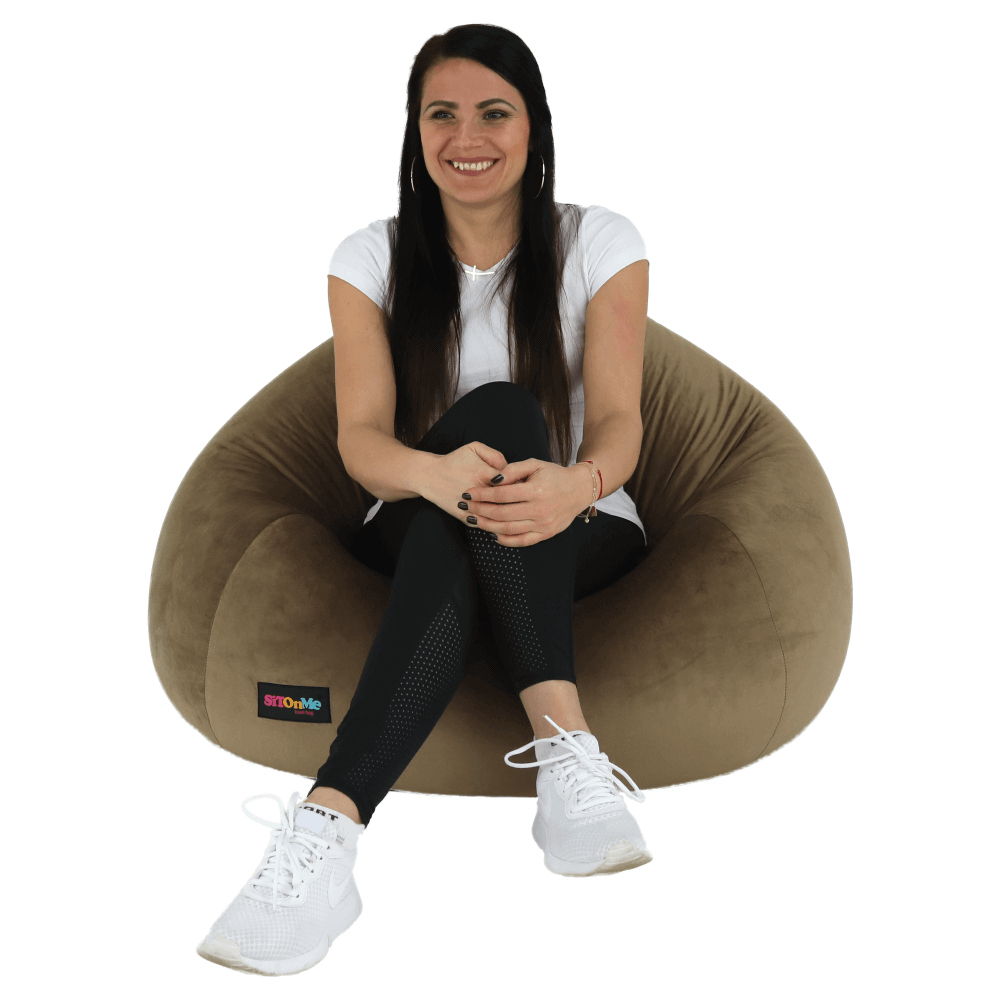Fotoliu tip sac TRIKALO, material textil gri-maro TAUPE