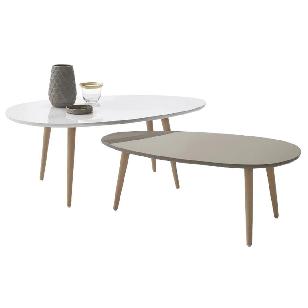 Set 2 masute de cafea DOBLO, alb/gri
