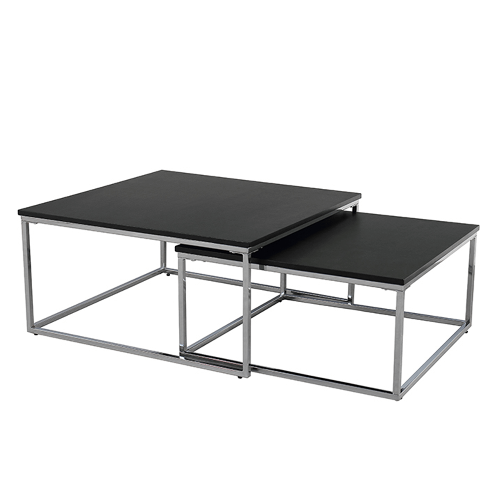Set de doua masute de cafea AMIAS, negru/crom