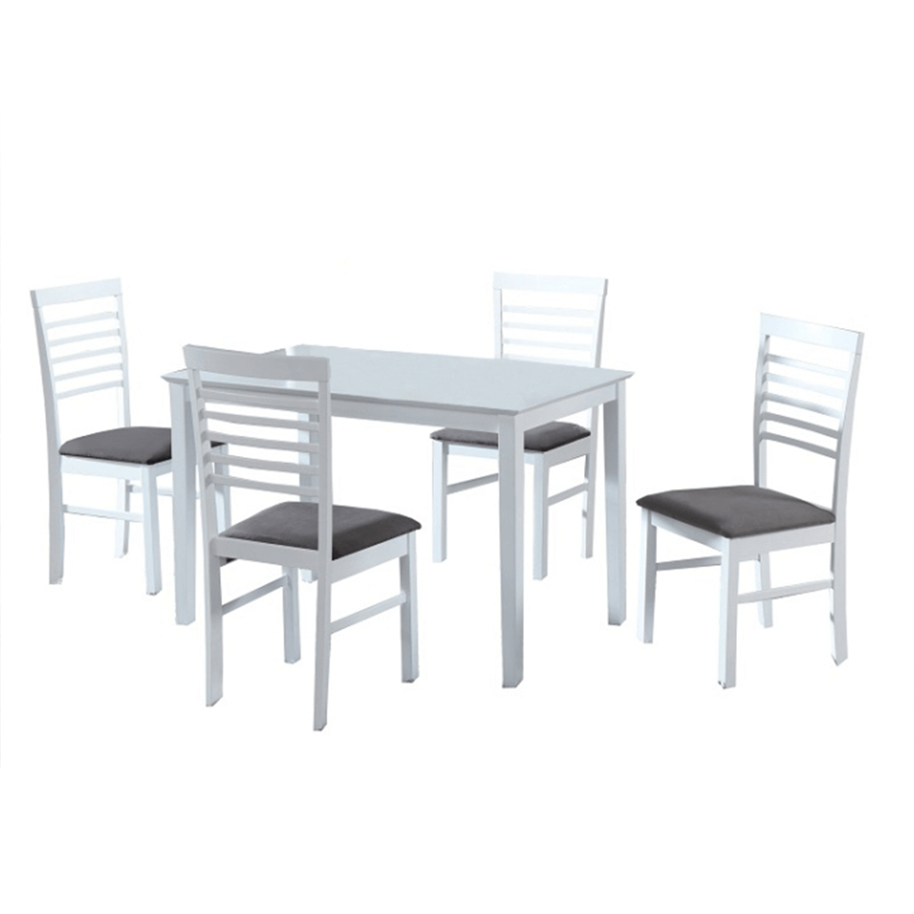 Set de bucatarie BRISBO 1+4, MDF alb/textil gri