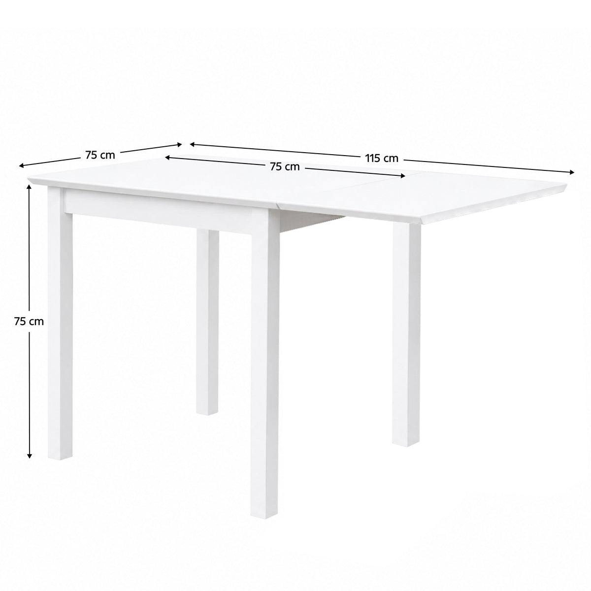 Set masă cu scaune Bjork – schiță cu dimensiuni