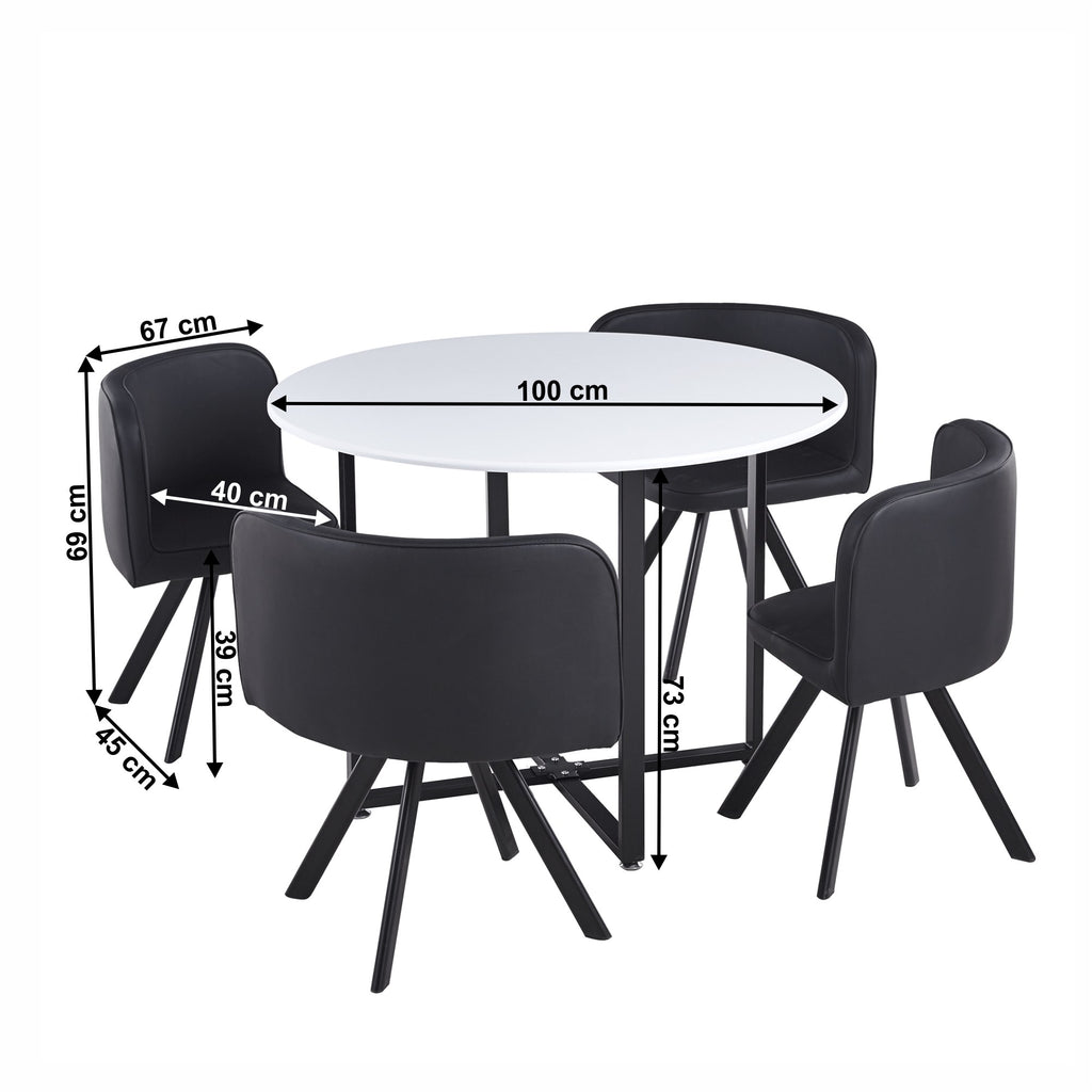 Set masă cu scaune Bevan – schiță cu dimensiuni