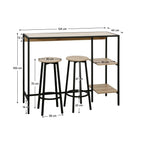 Set masă cu scaune Pohos – schiță cu dimensiuni