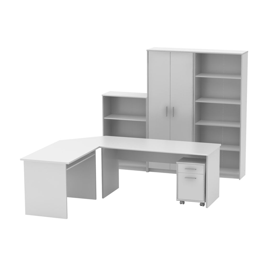 Set mobilier birou Johan 2, alb, vedere din față