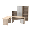 Set mobilier birou Johan 2, alb și maro, vedere din față