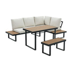 Set mobilier grădină Flojd, negru, bej și maro, vedere din față