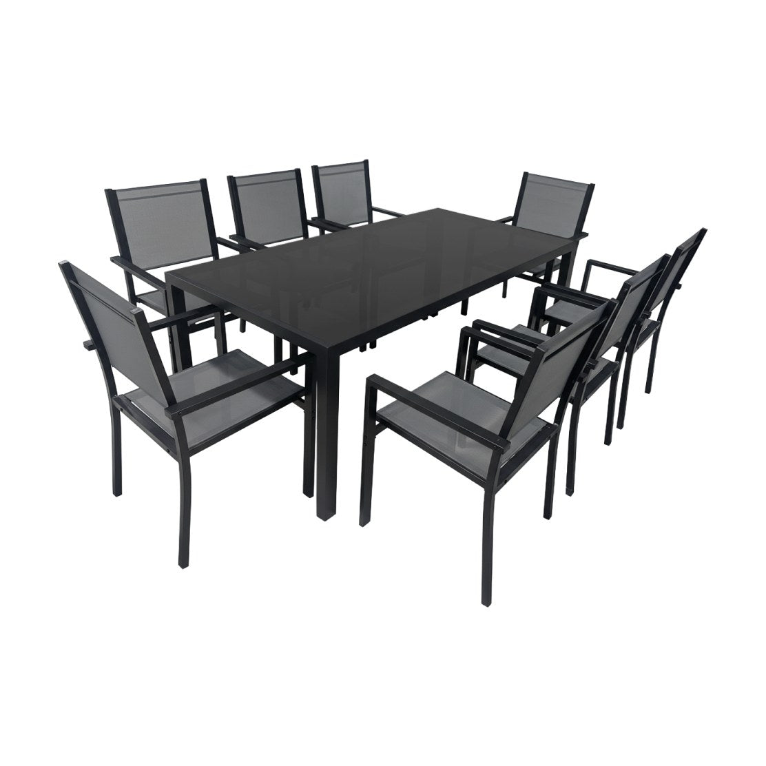 Set mobilier grădină Kesios, negru și gri, vedere din față