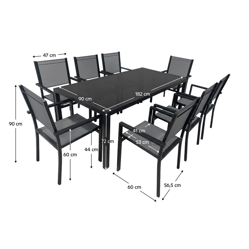 Set mobilier grădină Kesios – schiță cu dimensiuni
