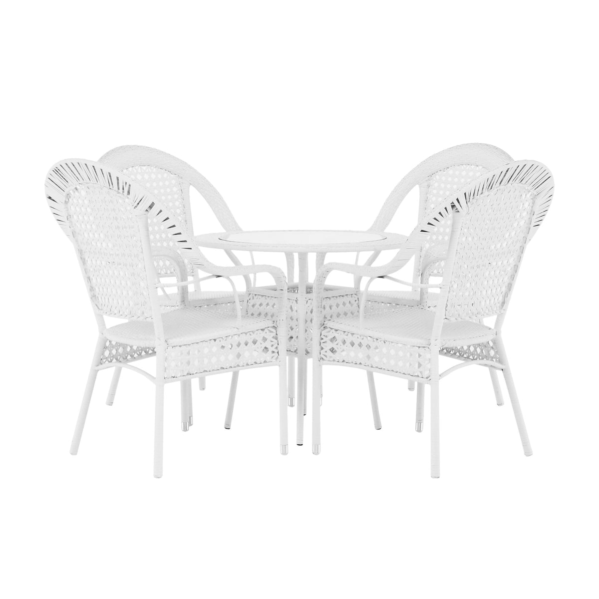 Set mobilier grădină Koven, alb, vedere din față