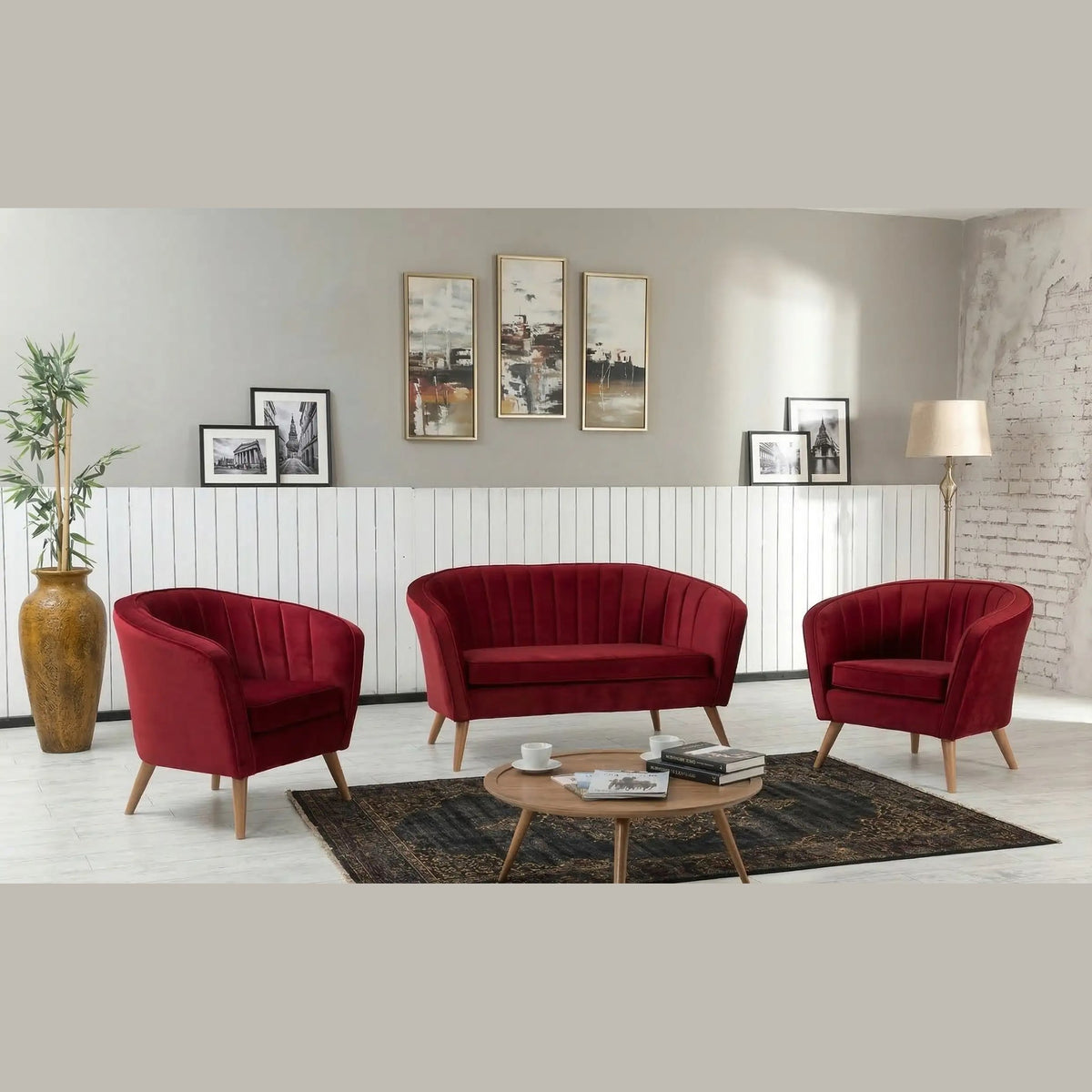 Set mobilier grădină Lemn Masiv Simo, vedere din față