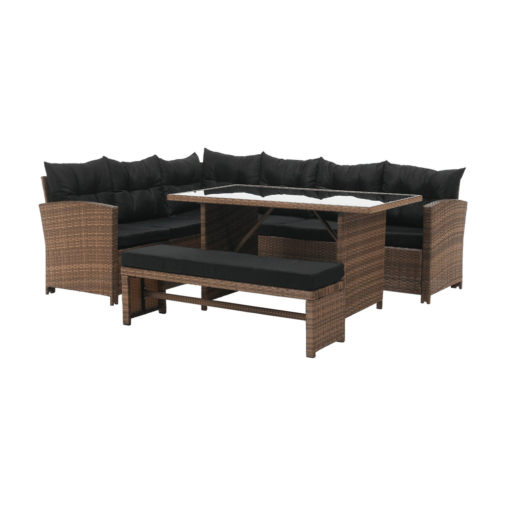Set mobilier grădină Madul, maro și negru, vedere din față