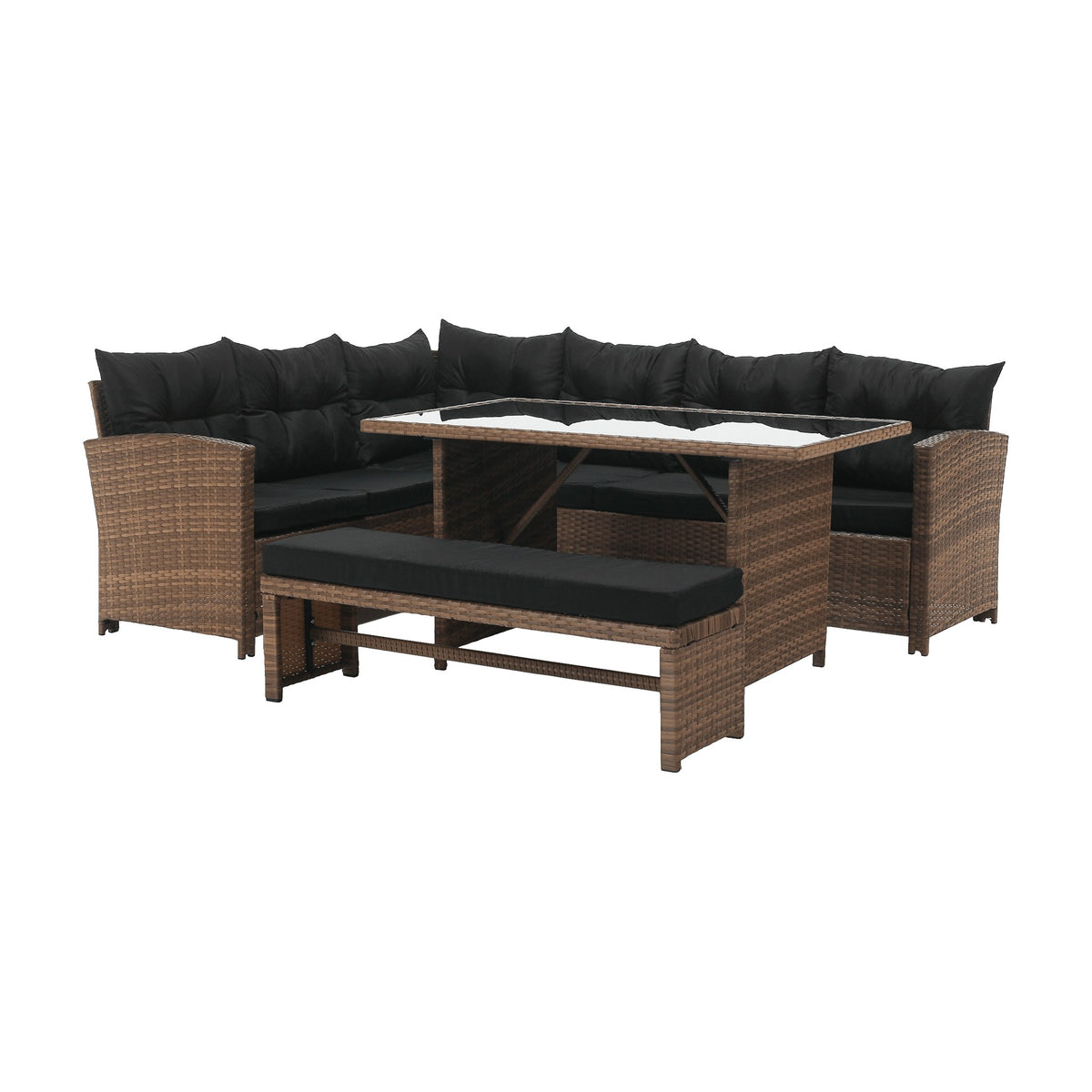 Set mobilier grădină Madul, maro și negru, vedere din față