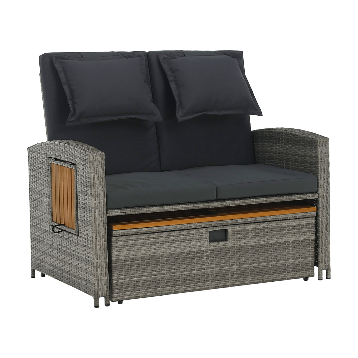 Set mobilier grădină Malory, gri, vedere din față