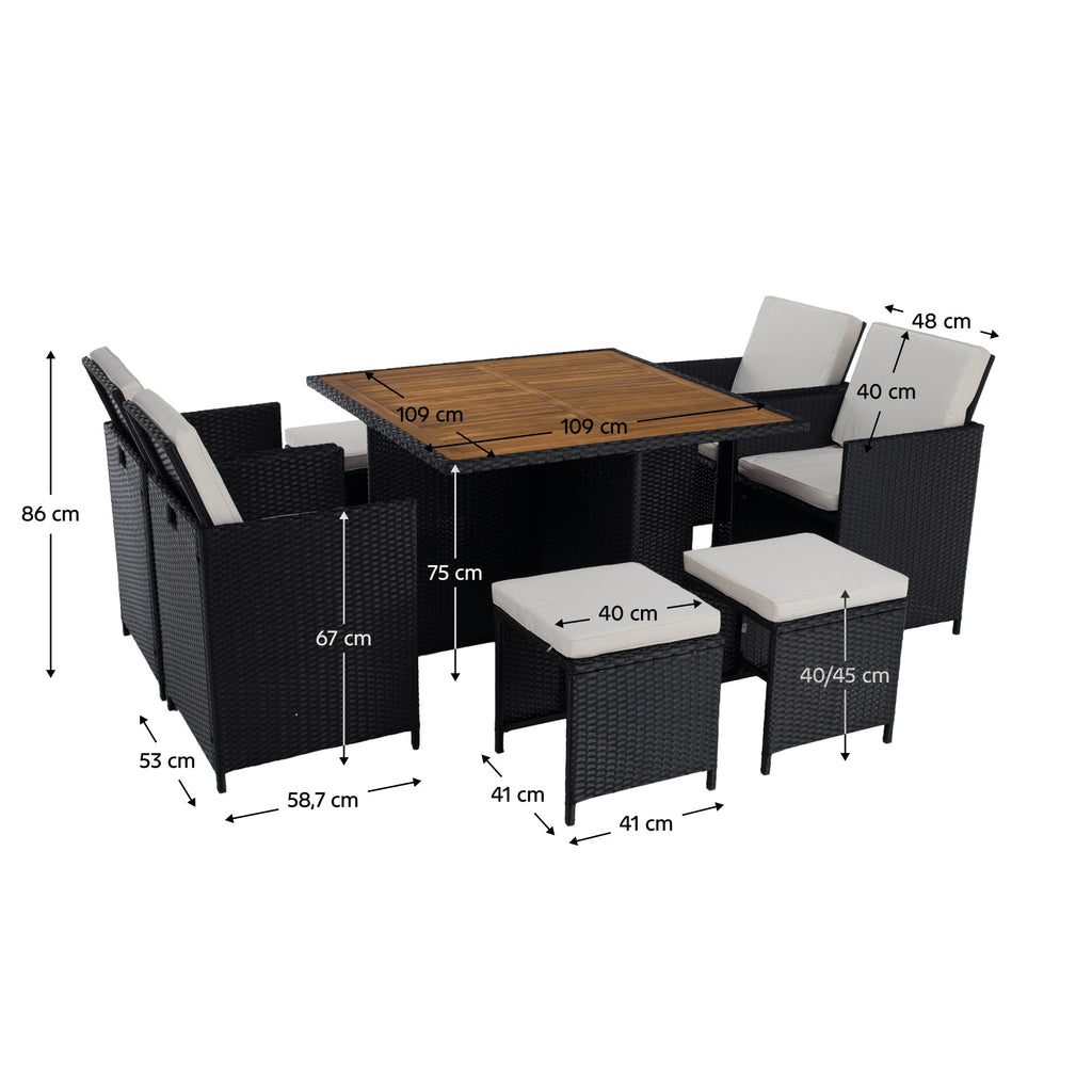 Set mobilier grădină Melford – schiță cu dimensiuni