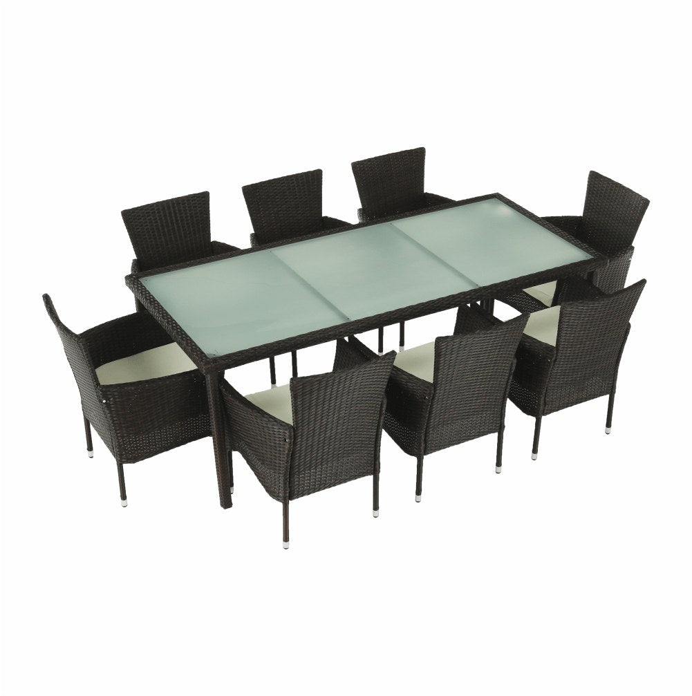 Set mobilier grădină Menibor, maro, vedere din față