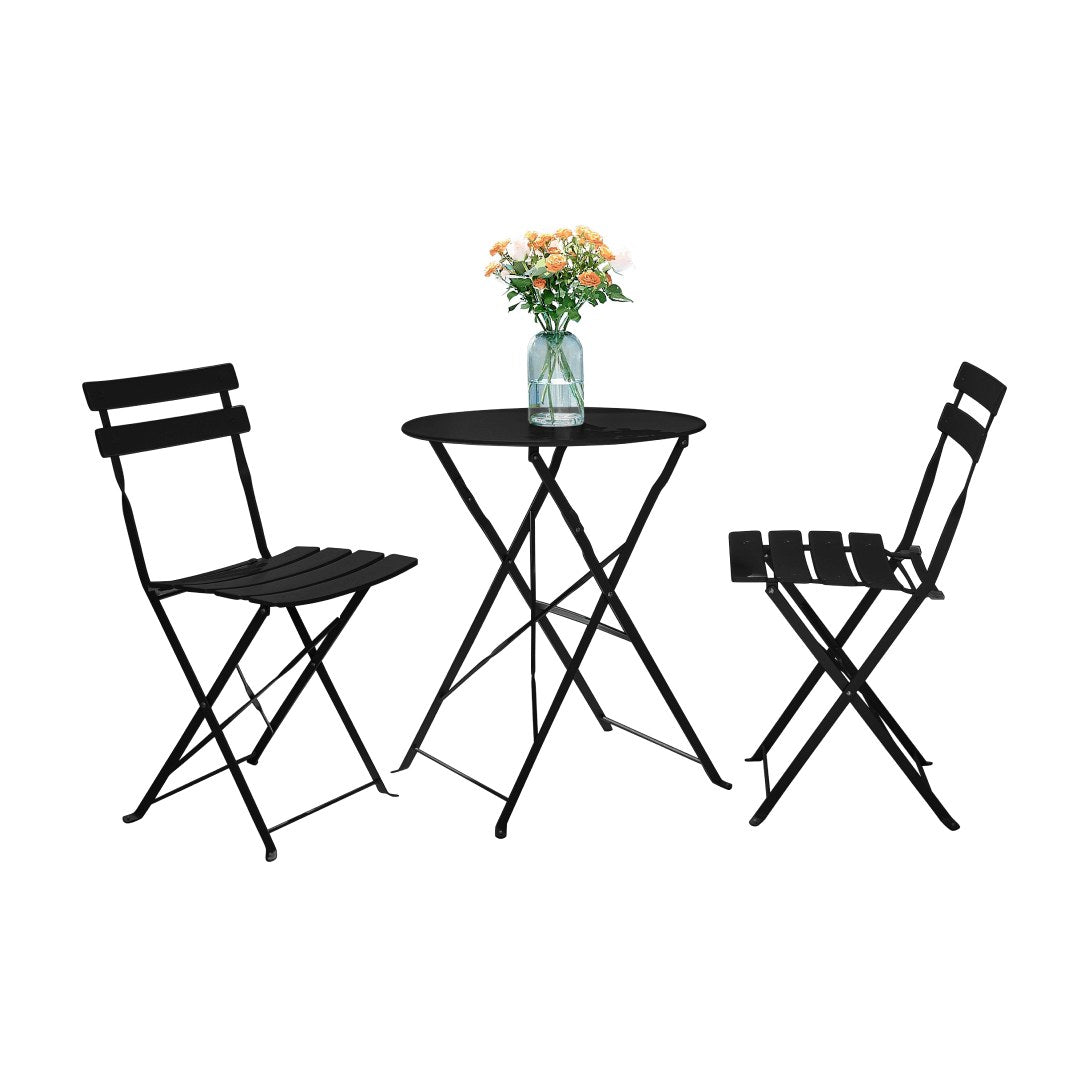 Set mobilier grădină Obax, negru, vedere din față