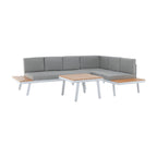 Set mobilier grădină Pelor, alb, gri și maro, vedere din față