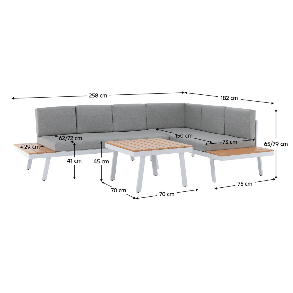 Set mobilier grădină Pelor – schiță cu dimensiuni