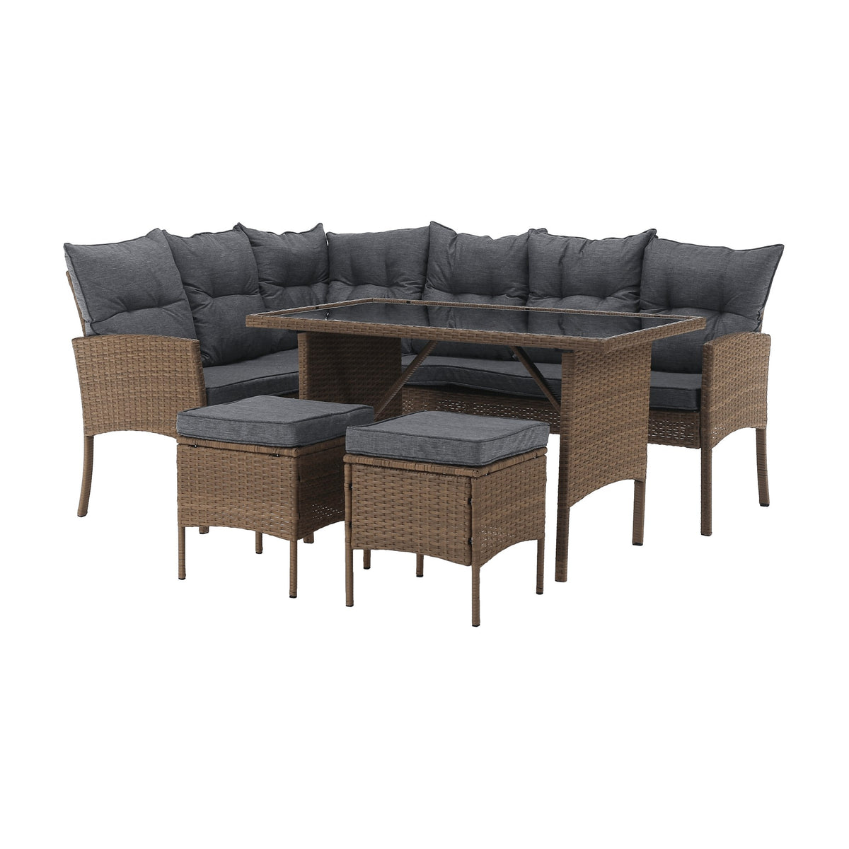 Set mobilier grădină Randi, maro și gri, vedere din față