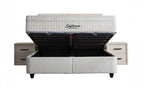 Set pat tapitat cu saltea inclusa, alb, 160x200 cm, Arden