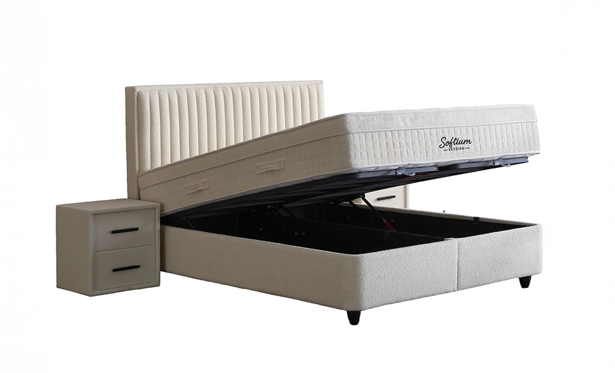 Set pat tapitat Saltea si Somiera Arden White, vedere 4