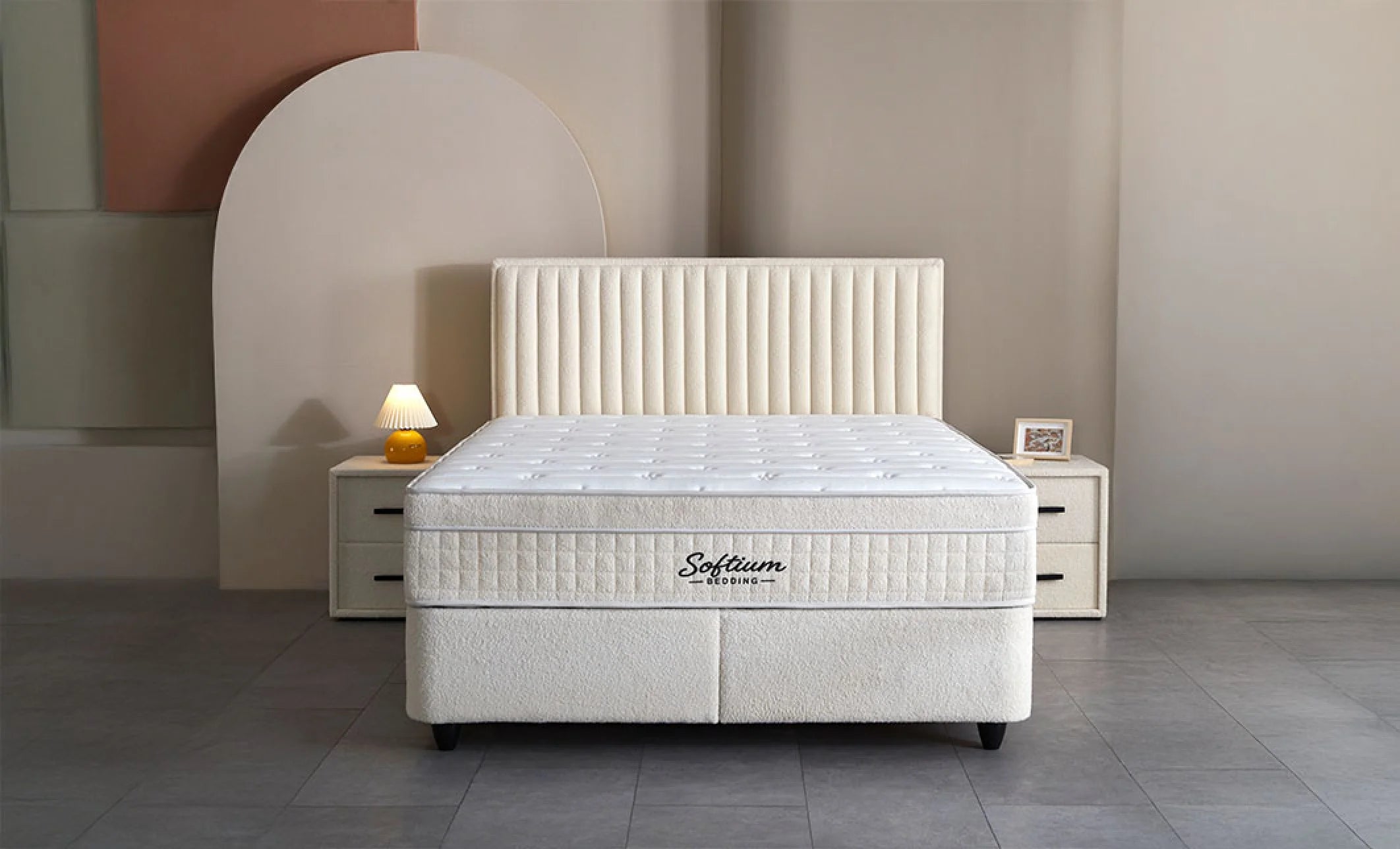 Set pat tapitat Saltea si Somiera Arden White, vedere 7