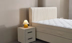 Set pat tapitat cu saltea inclusa, alb, 160x200 cm, Arden