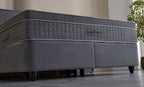 Set pat tapitat cu saltea inclusa, gri inchis, 160x200 cm, Unique