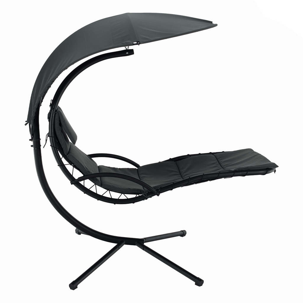 Fotoliu leagan SPAVIN, gri / negru
