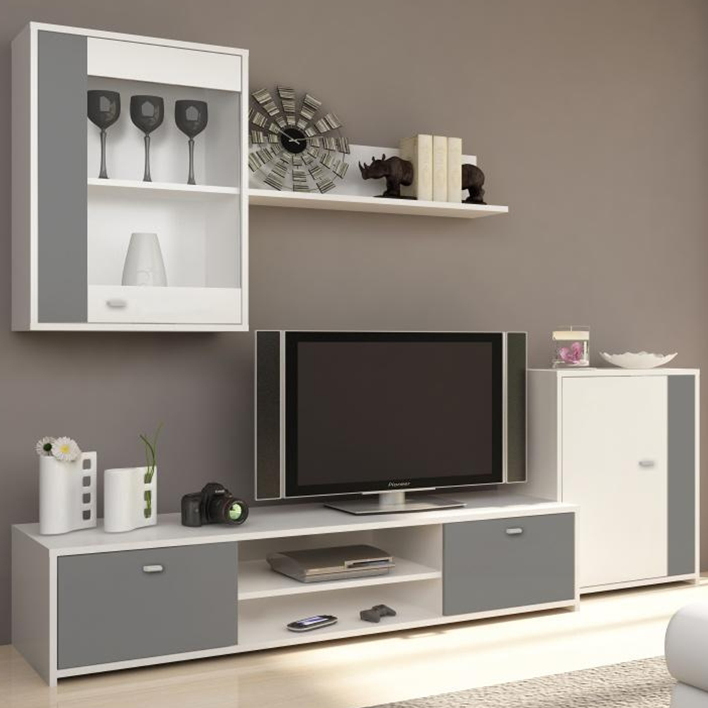 Ansamblu living GENTA, alb / gri