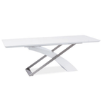 Masa extensibila de bucatarie KROS, alb extra stralucitor/metal, 160-220x90 cm