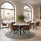 Masa dining MEDOR, alb mat / negru