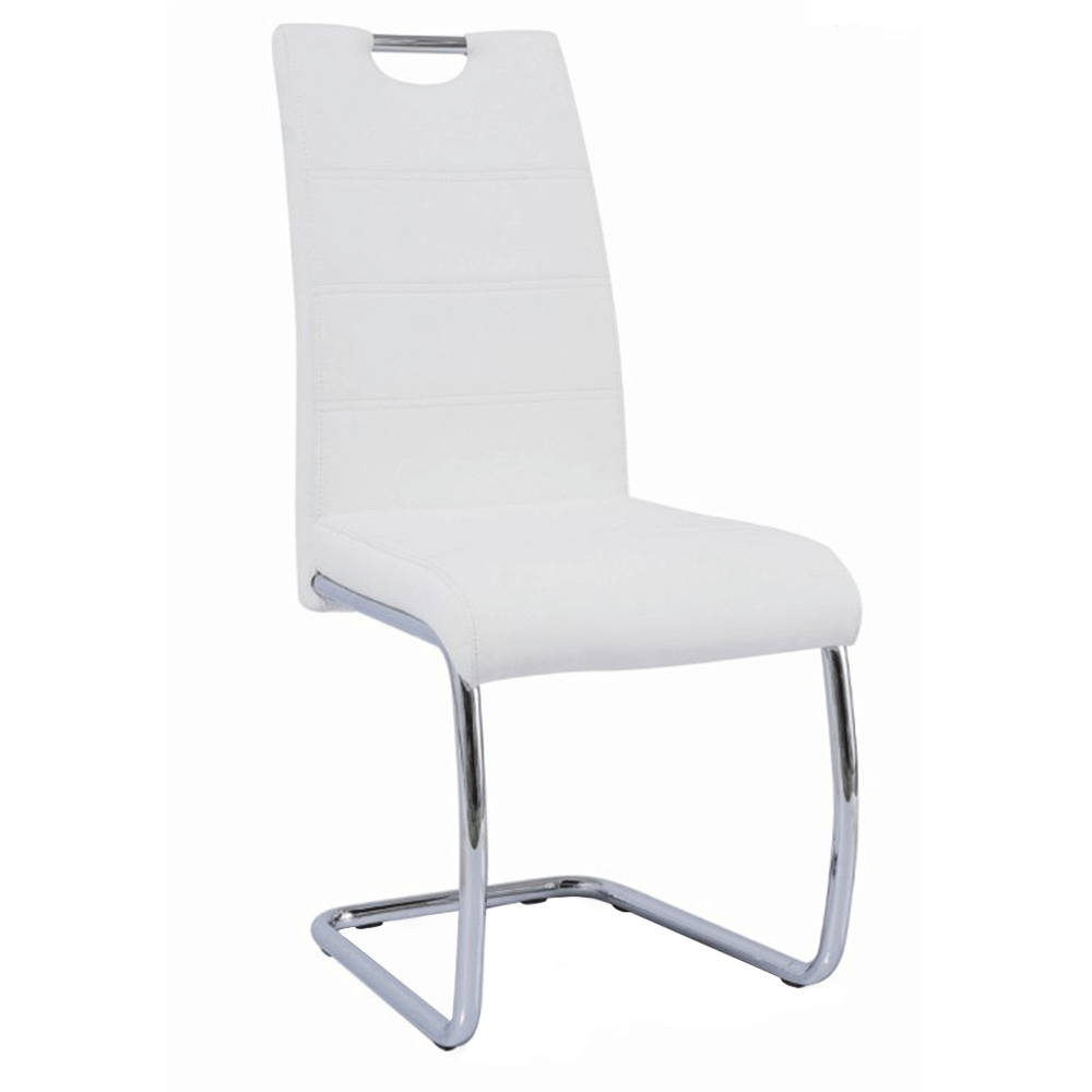 Scaun dining ABIRA NEW, alb/cusatura culoare deschisa