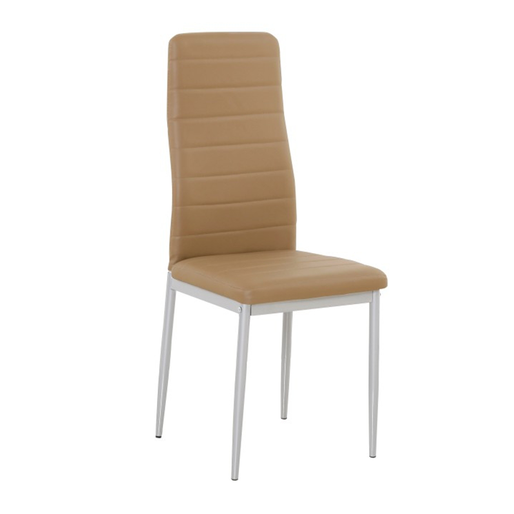 Scaune COLETA NOVA, piele ecologica caramel/metal gri