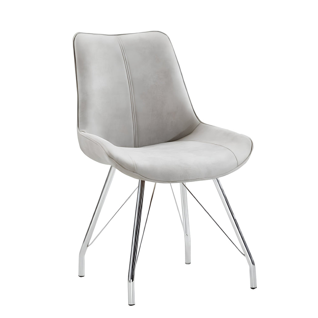 Scaun MADORA, material cu efect de piele intoarsa gri/crom
