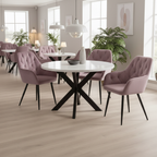 Masa dining MEDOR, alb mat / negru