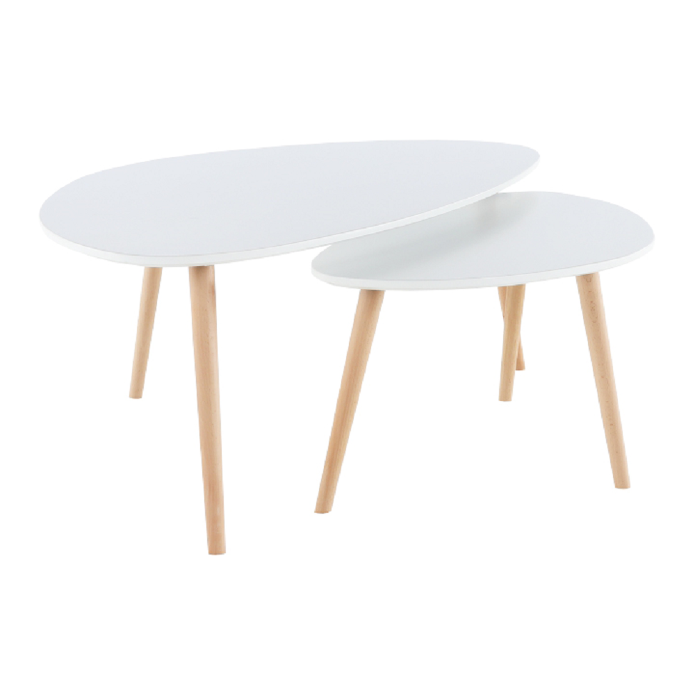 Set 2 masute de cafea FOLKO NEW, alb/fag