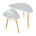 Masuta de cafea BISMAK, alb / natural