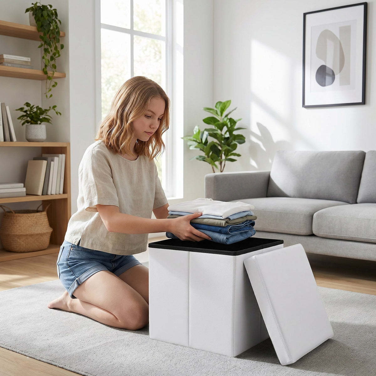 Taburet Tela în living, imaginea 3
