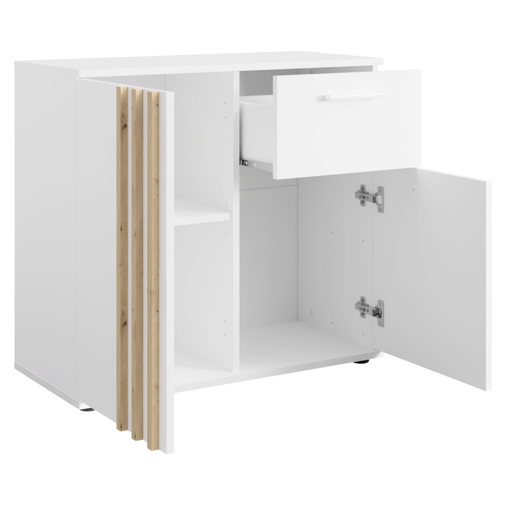 Comoda TOLIS, alb / stejar artisan