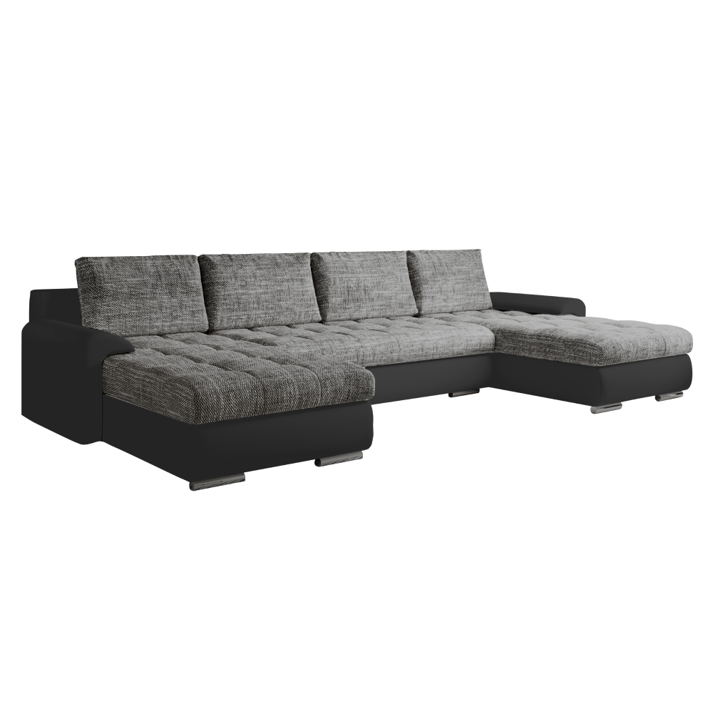 Set canapea universal TOLITA U UNI, piele ecologica negru/melir gri