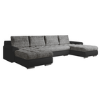 Set canapea universal TOLITA U UNI, piele ecologica negru/melir gri