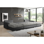 Set canapea universal, piele ecologica negru/melir gri, TOLITA U UNI