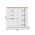 Comoda 1D4S TOPTY TYP 12, alb/stejar sonoma