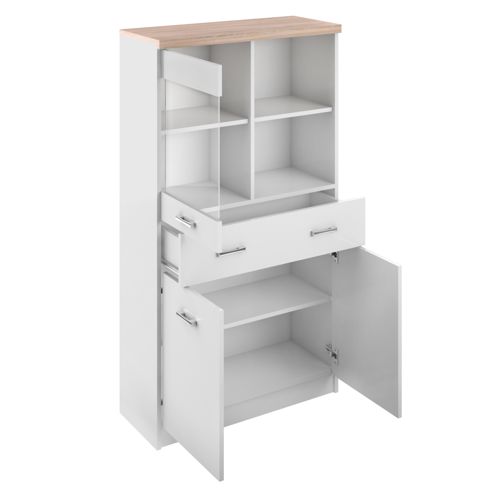 Vitrina TOPTY, alb / stejar sonoma