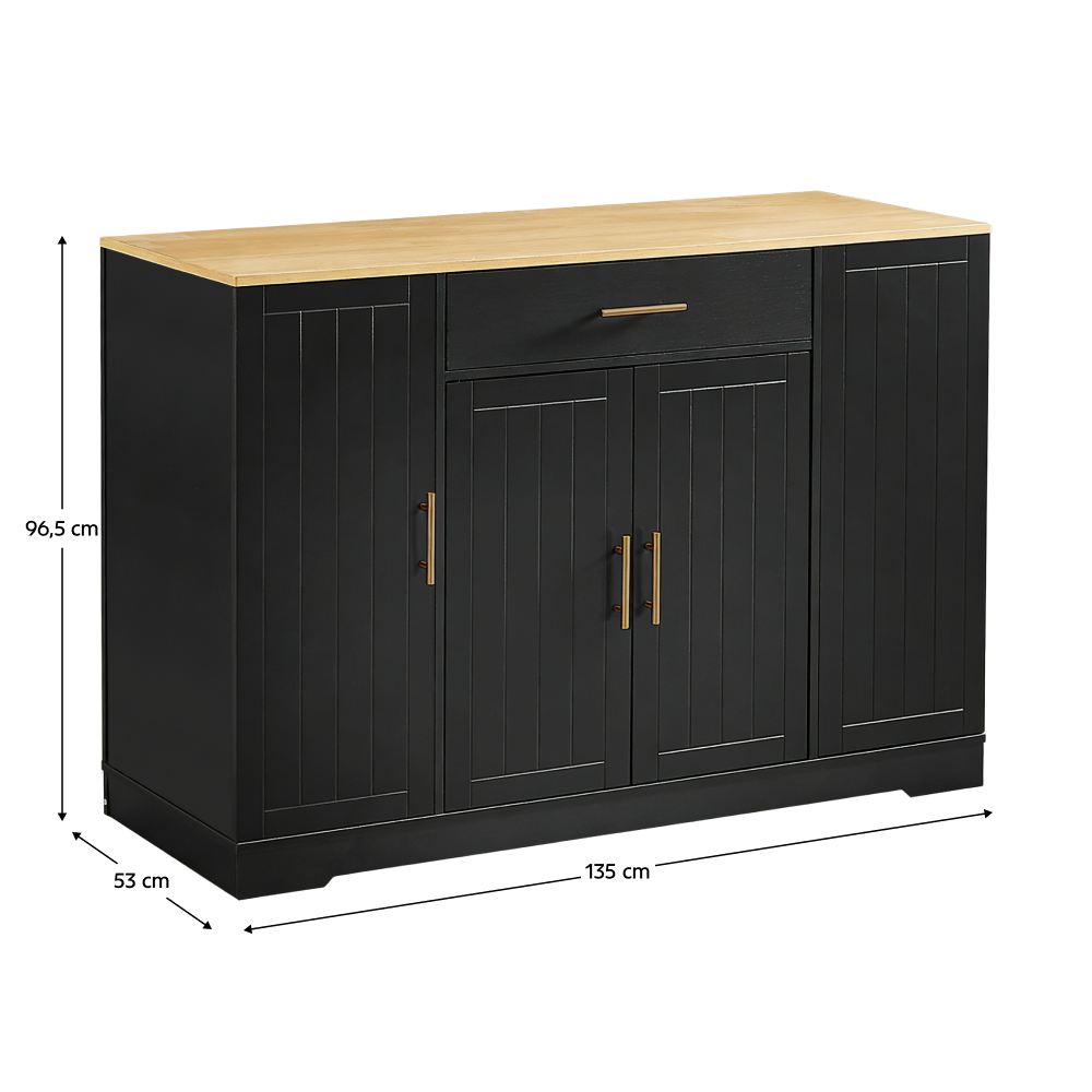 Dulap bucatarie TORIO, negru / stejar