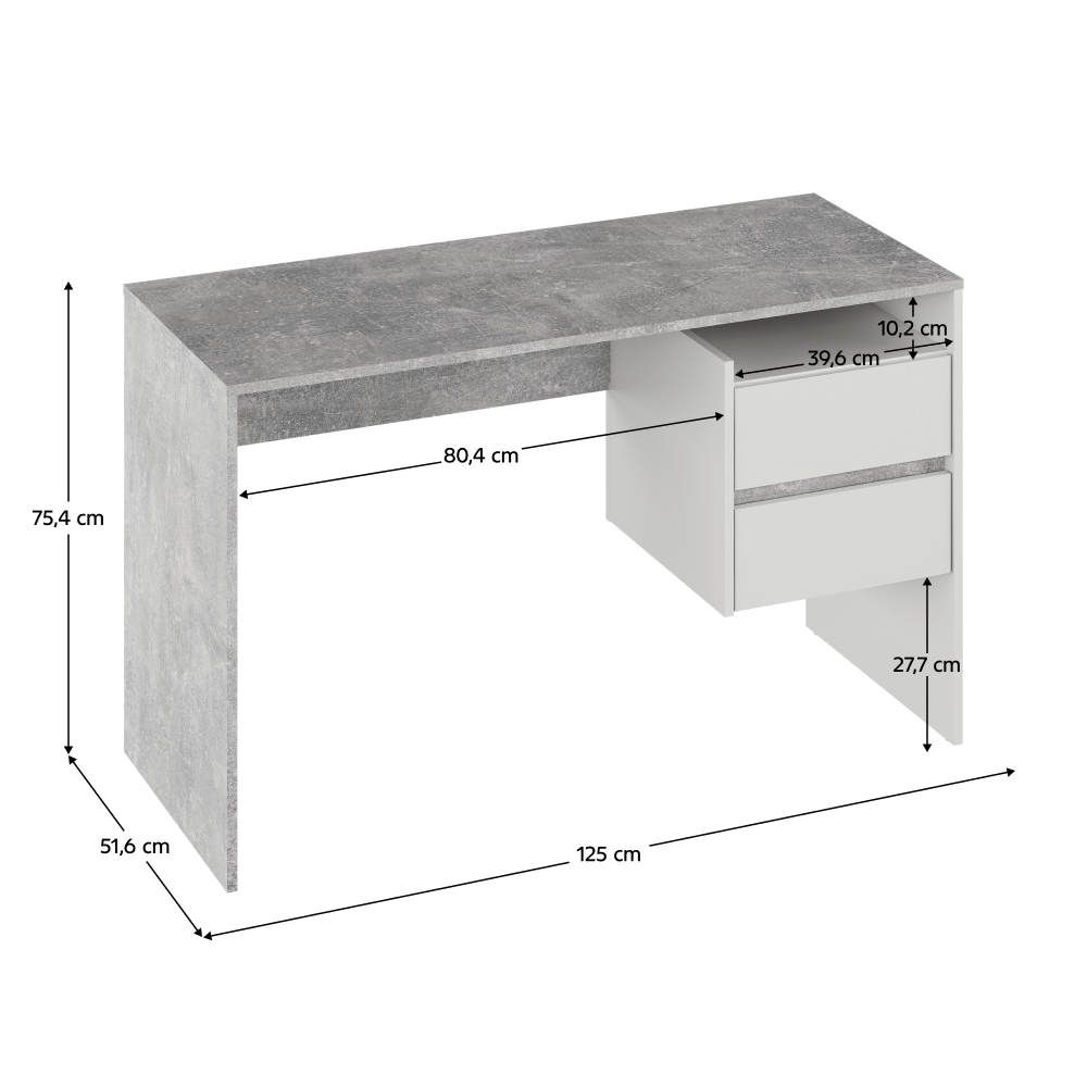 Birou PC TULIO, beton / alb