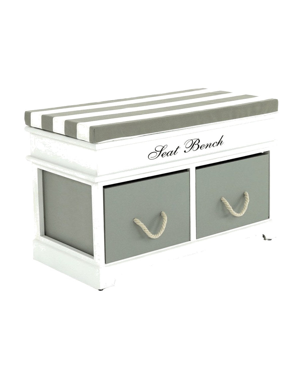 Bancă hol Seat Bench 2, alb și gri, vedere din față