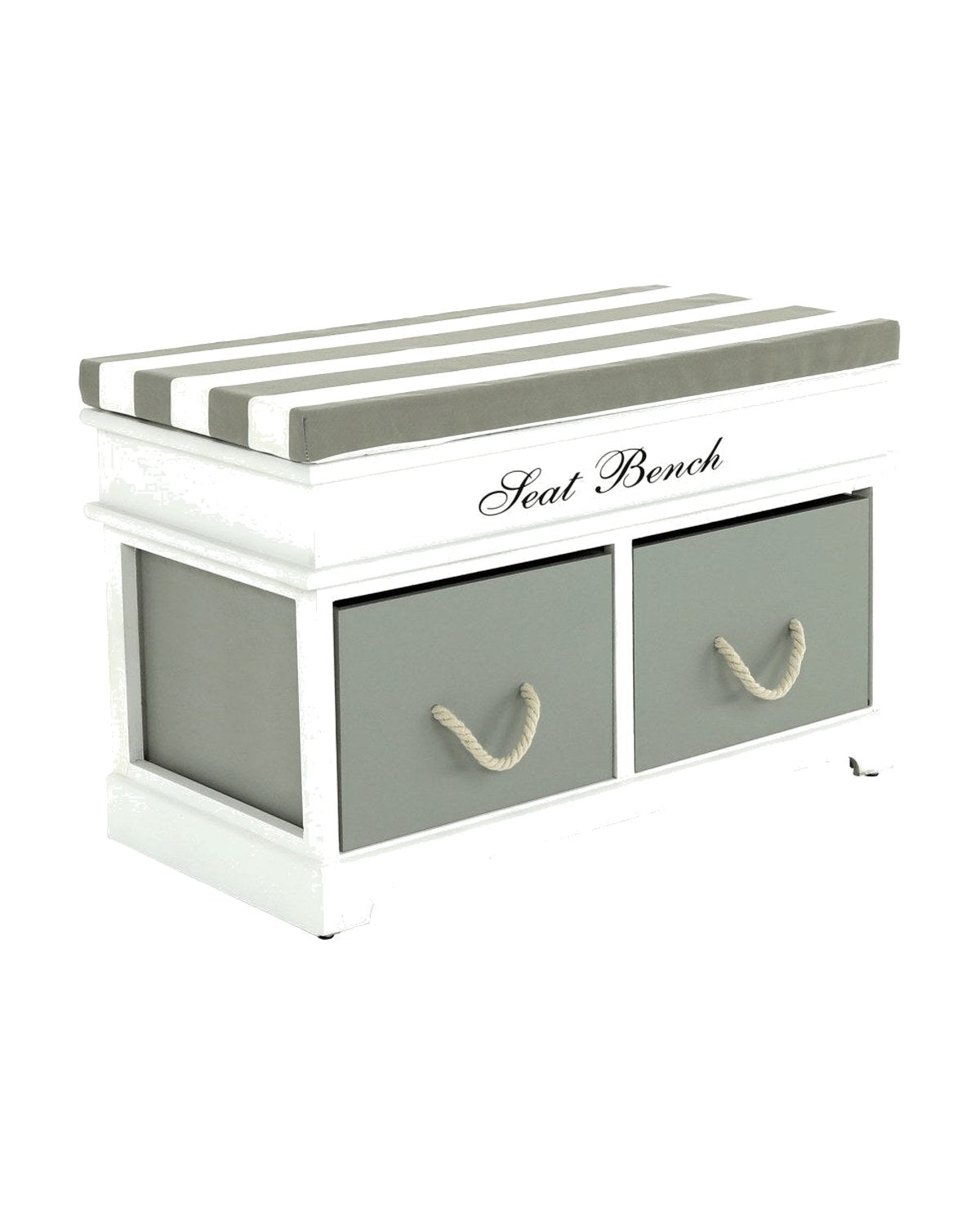 Bancă hol Seat Bench 2, alb și gri, vedere din față